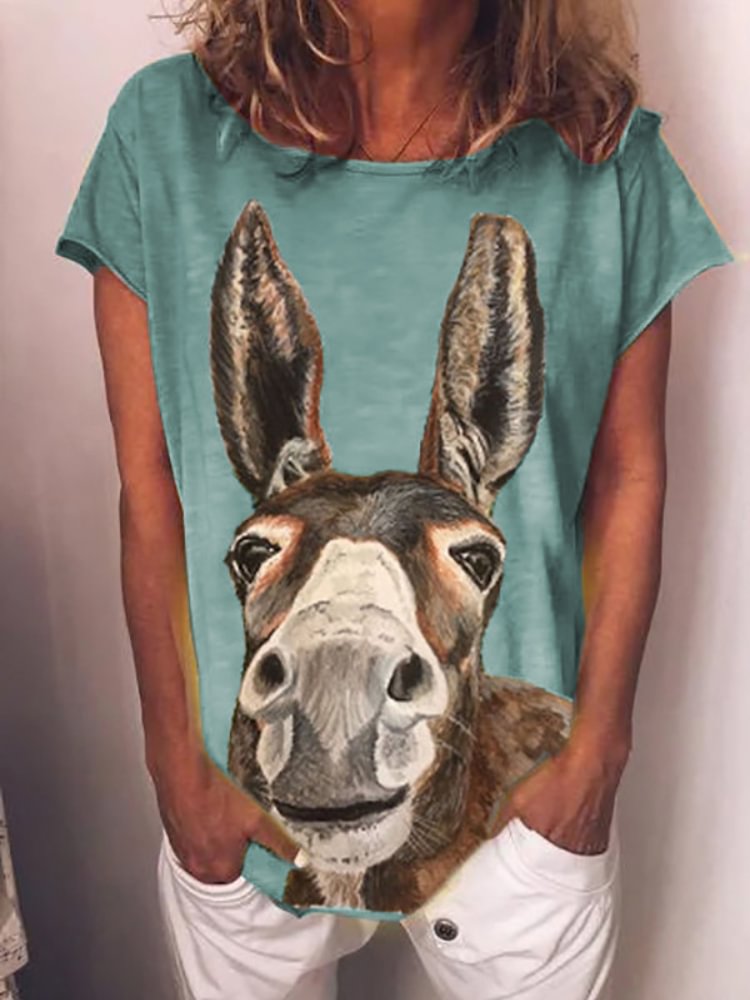 Funny Donkey Print Comfy T Shirt
