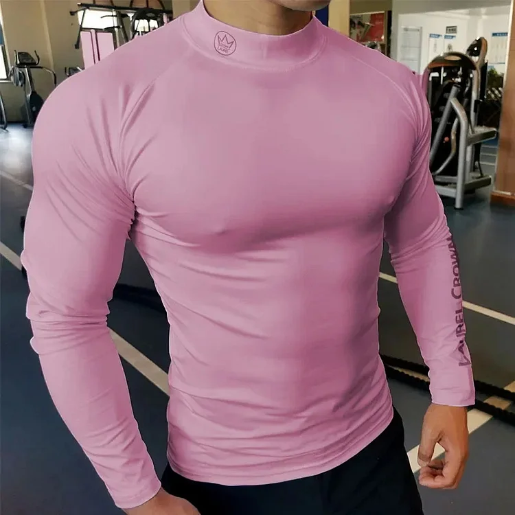 Men's Casual Slim Fit Mock Neck Long Sleeve T-shirts
