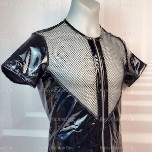 pornhint Pornhint Mesh Leather T-Shirt. Gay Fetish Cloth Net Outfit BDSM Shirt Men Gay Underwear Pride LGBT Kinky Cloth Sexy Panties Party Club Fashio Uniform