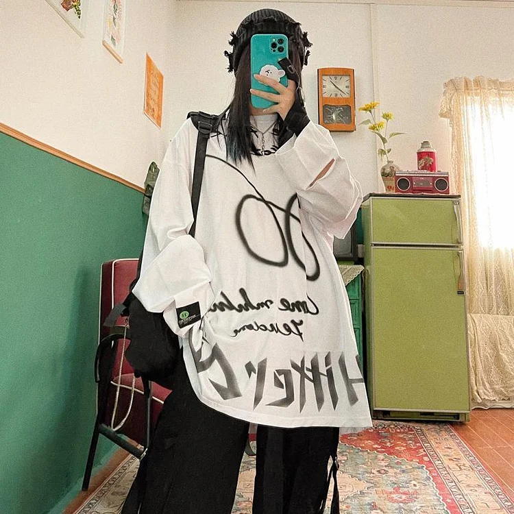 Korean Fashion Loose Hip-Hop Print T-Shirt TK125