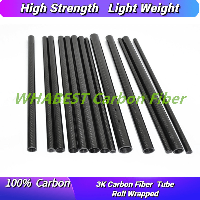 OD 12mm X ID 8mm 10mm 11mm X 1000MM 100% Roll Wrapped Carbon Fiber Tube 3K Tubing/Poles 12*8 12*10 12*11 3K Twill Glossy/Matte