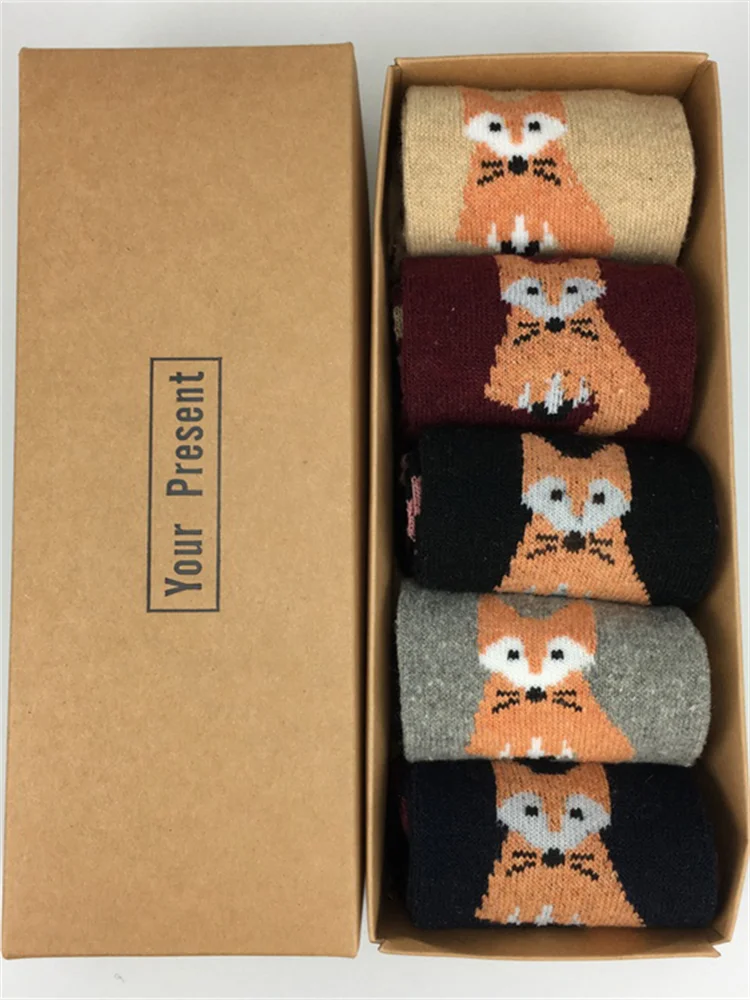 VChics Lovely Fox Knit Comfy Socks Set