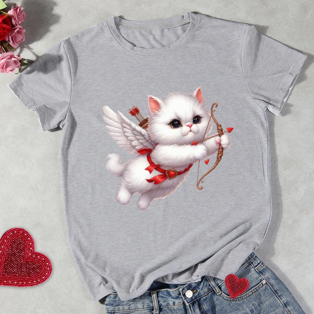 Happy Valentine's Day Cat Round Neck T-shirt-0024796-Guru-buzz