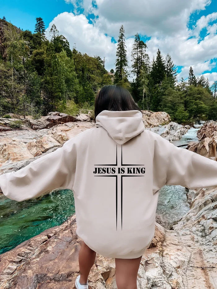 Women's Jesus Is King Christian Graphic Hoodie socialshop