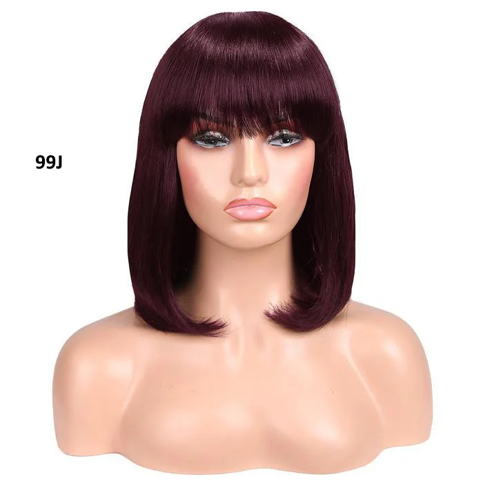 Wignee Full Part Multiple Color Nonlace Human Hair Bob Wigs With Bangs wignee hair