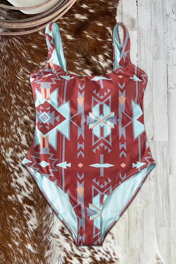 Western Graphic Print Swimsuit