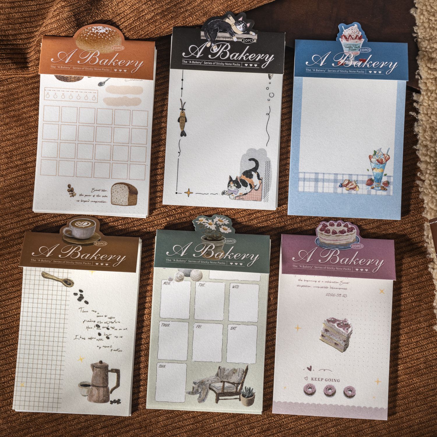 A Bakery Shop Series Vintage Cake Coffee Border Landscape Memo Pad