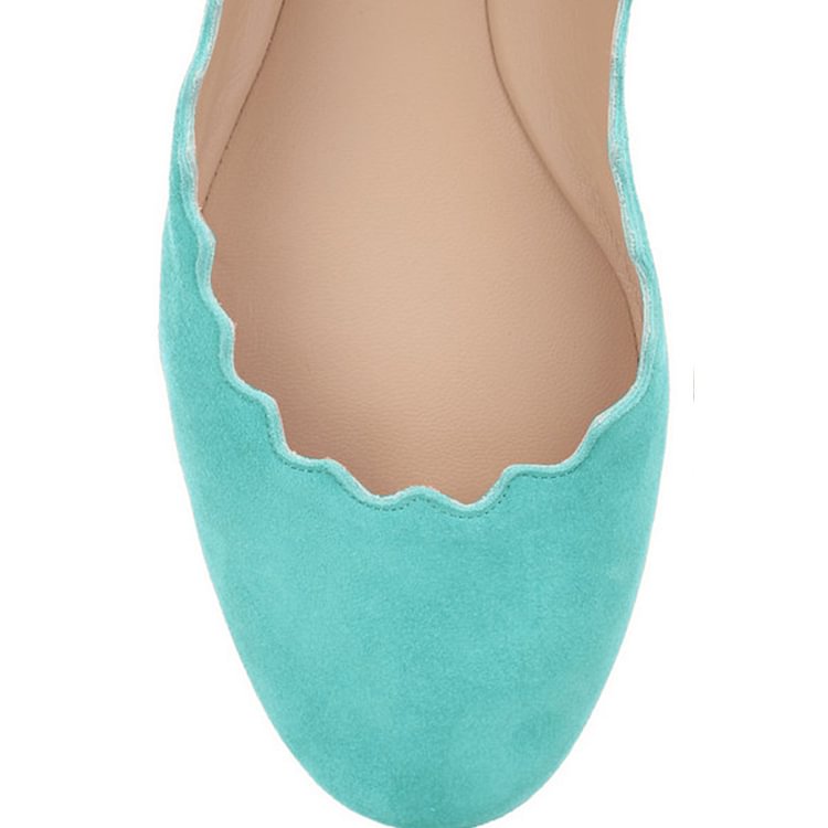 Women's Adorable Cyan Round Toe Comfortable Flats |FSJ Shoes image 1