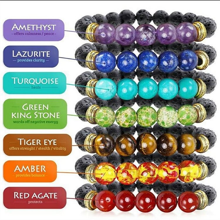 YOY-8 MM Lava Rock Beads 7 Chakra Bracelet