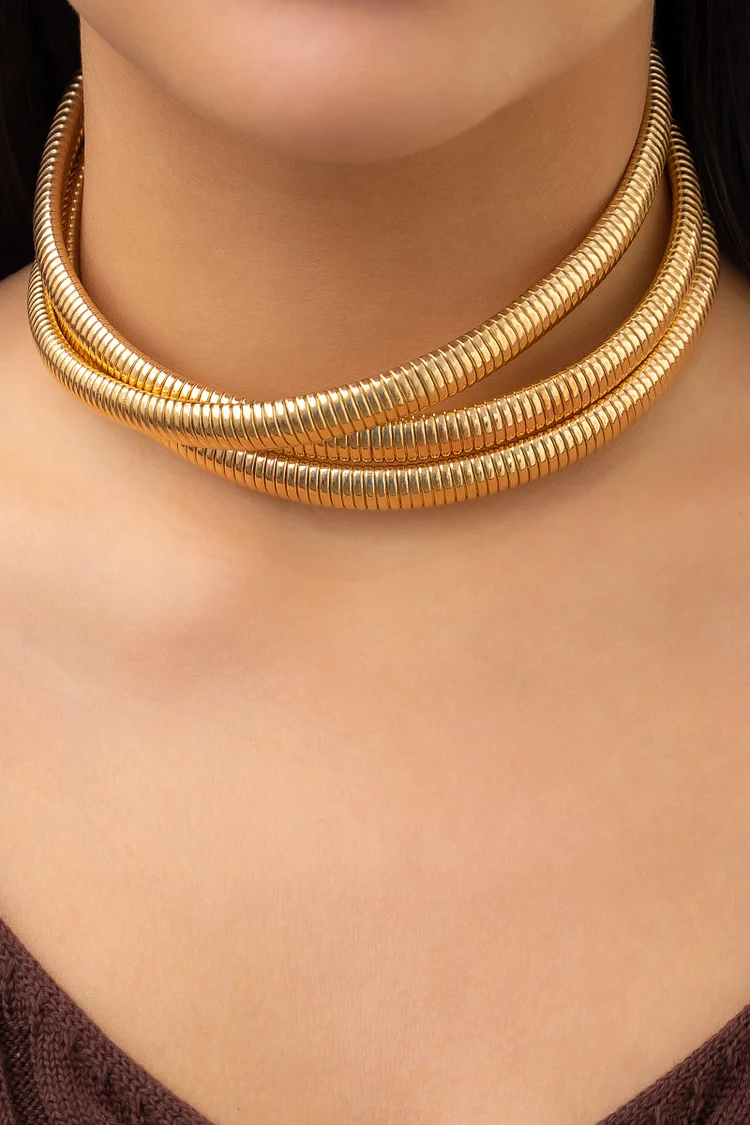Layer Pleated Chain Alloy Simple Necklaces