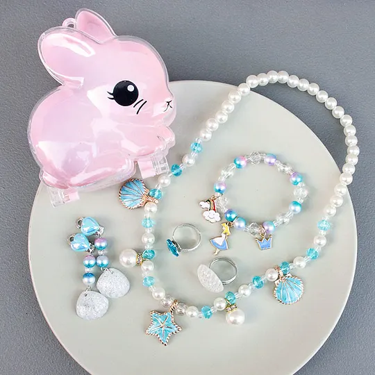 6-piece Girls Cute Unicorn Jewelry Set With Bunny Box