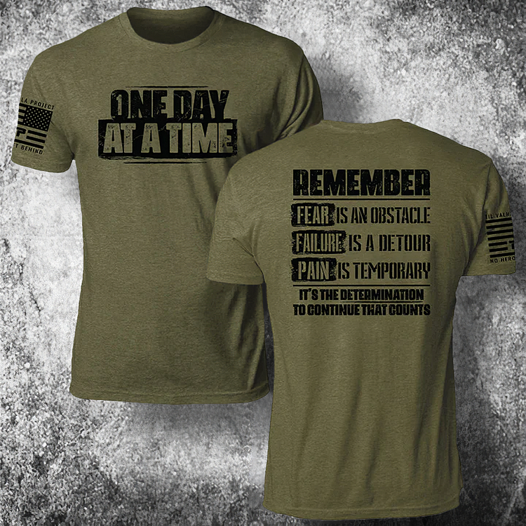 BrosWear Men'S OutdoorI One Day At A Time Print Short Sleeve T-Shirt