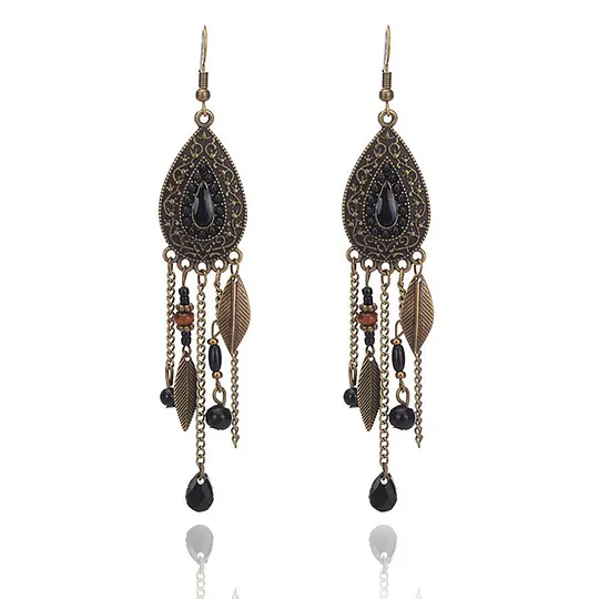 Long Earrings Performance Photography Unique Temperament Leaf Chain Tassel Ear Hook