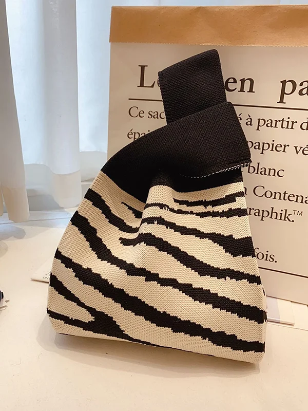 Knitting Checkerboard Zebra-Stripe Striped Bags Accessories Handbags