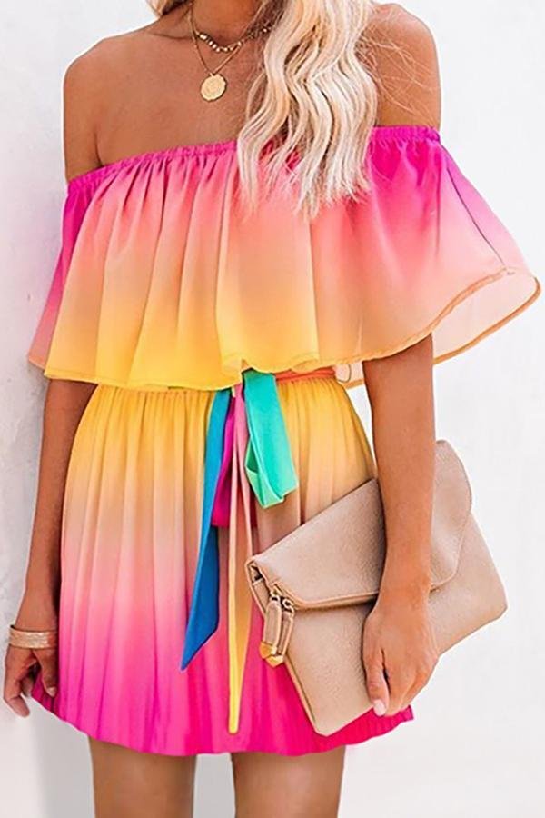 Off Shoulder Print Mini Dress P13634