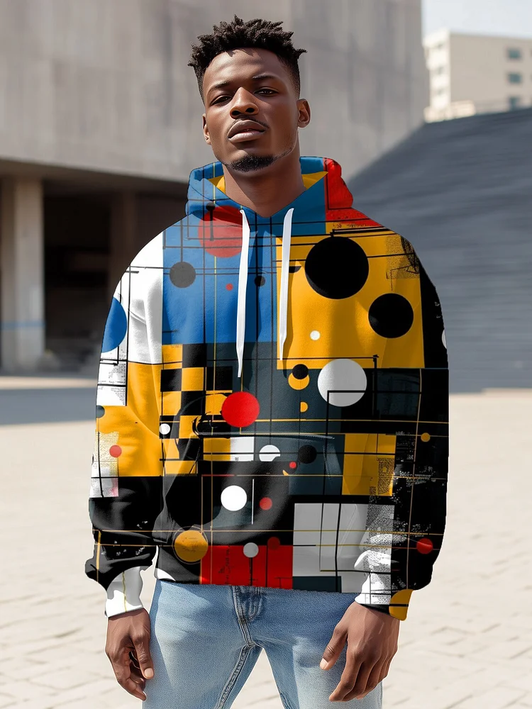 Men's Pop Polka Dots Geometric Art Print Hooded Sweatshirt