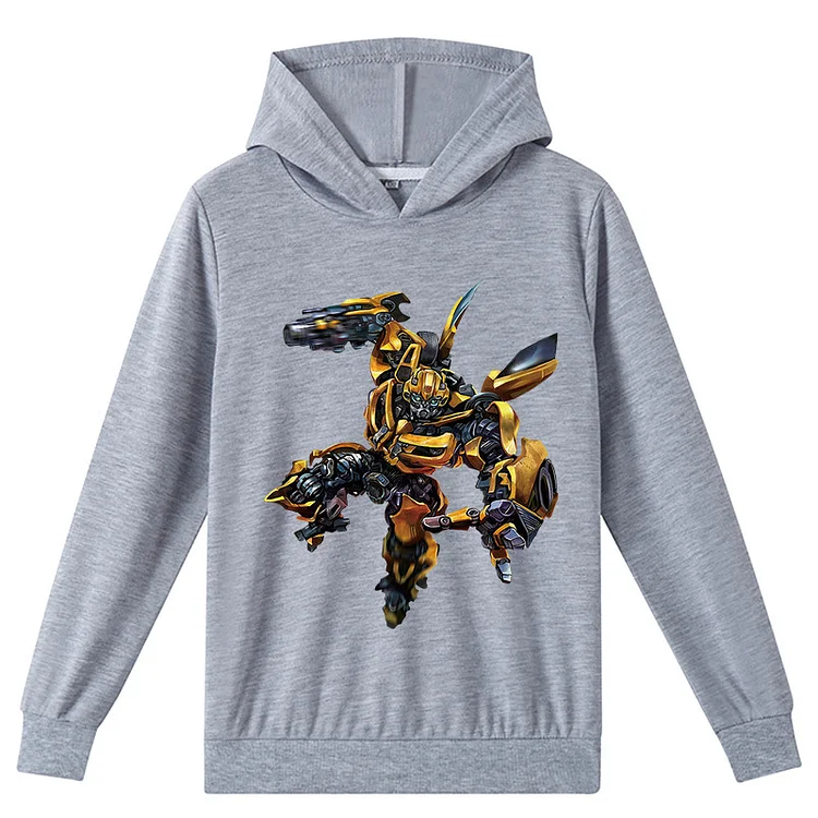 Mayoulove Transformers Hoodie for Kids - Autobots Optimus Prime and Bumblebee Print - Comfortable and Warm Long Sleeve Sweatshirt - Ideal Gift for Boys and Girls who Love Robots and Action Movies-Mayoulove