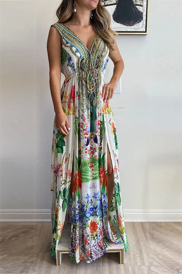 Edessa | Port Plunge-Neck Maxi Dress