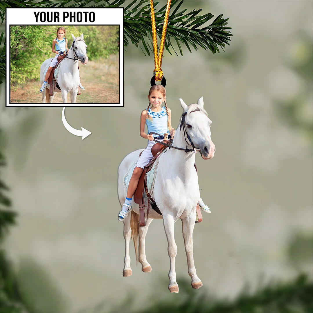 Horse Ridding Shape Custom Photo Ornament