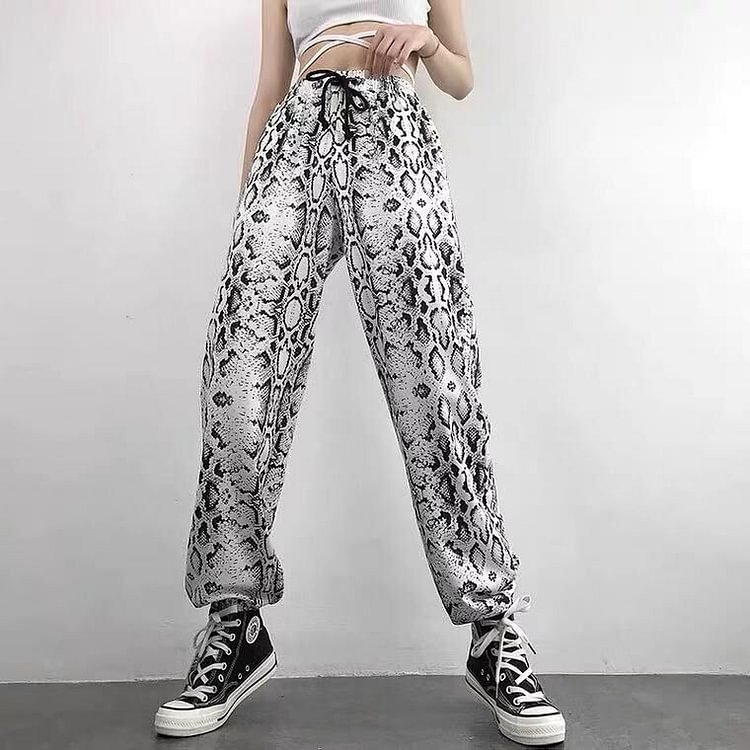 Comstylish Casual Snake Print Harem Pants Trousers