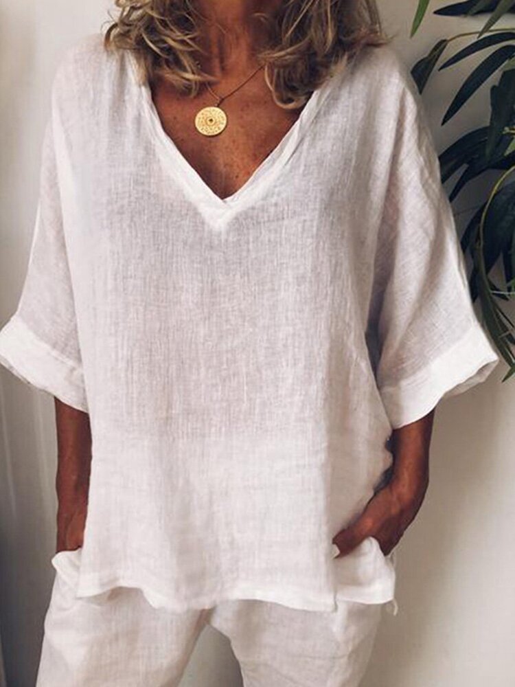 V-Neck Kimono Sleeve Tunic