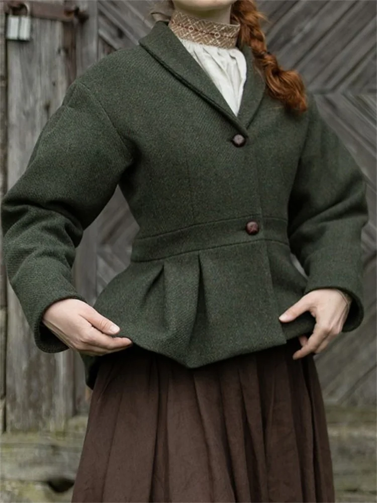 Vintage Classy Pintucked Pleats Wool Jacket