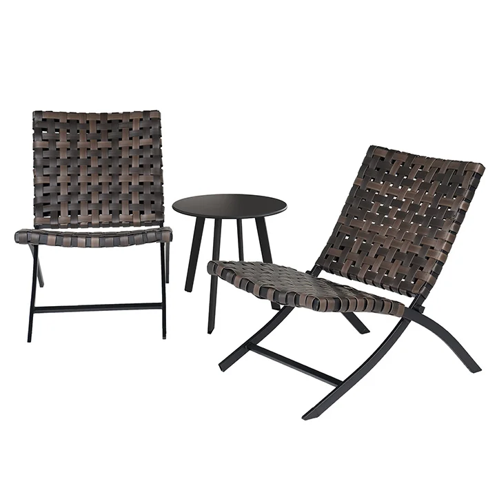 GRAND PATIO 3-Piece Outdoor Furniture Sets of 2 Wicker Lounger Chairs and 1 Coffee Table