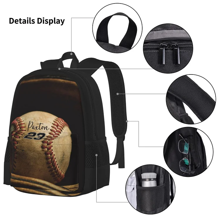 Personalized Baseball Kids School Backpack Set|S10