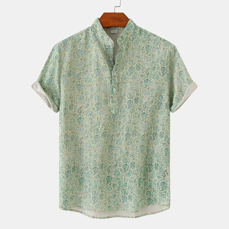 Men's Bohemian Print Short Sleeve Beach Shirt socialshop