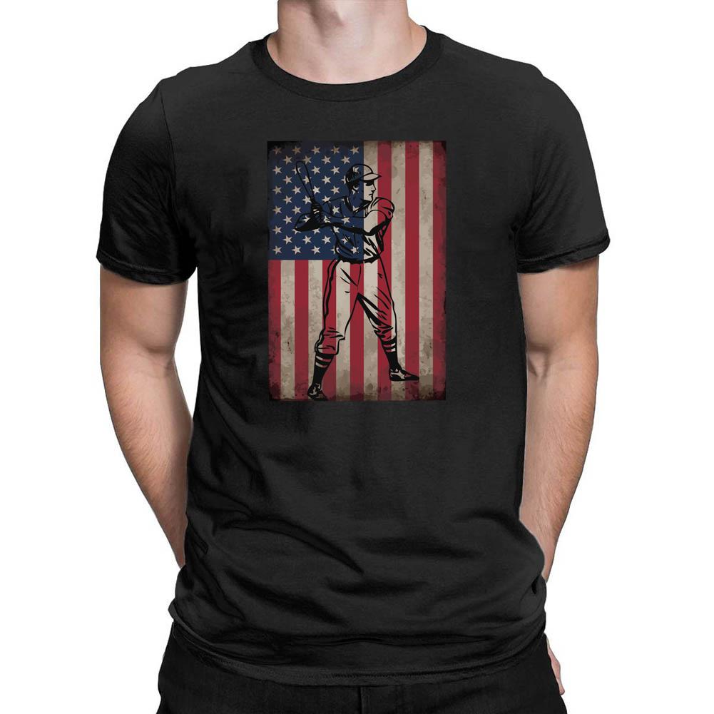 Baseball American Flag USA Patriotic Men's T-shirt-Guru-buzz