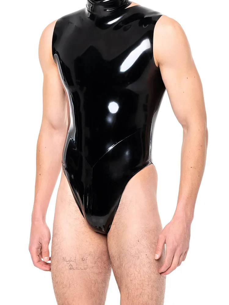 pornhint Pornhint Male Latex Lingerie - Bodysuit - Black Fetish Gay Outfit Body Costume for Men male bdsm wear