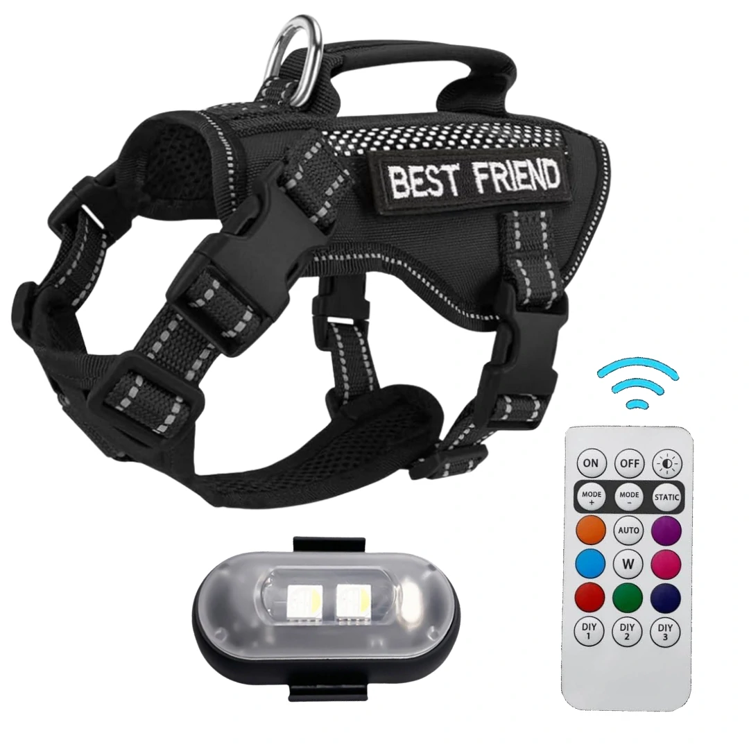 🐾SALFSE Cat Tactical Harness with Remote LED Strobe Light