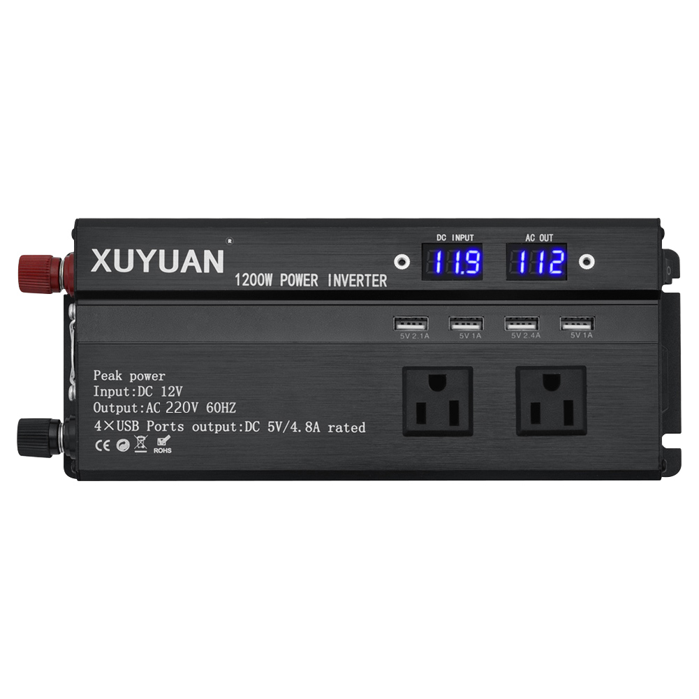 1200W Car Power Inverter DC 12V to 220V AC with 3 AC Outlets 4 USB Ports, 501 Original
1200W Car Power Inverter DC 12V to 220V AC with 3 AC Outlets 4 USB Ports, 501 Original