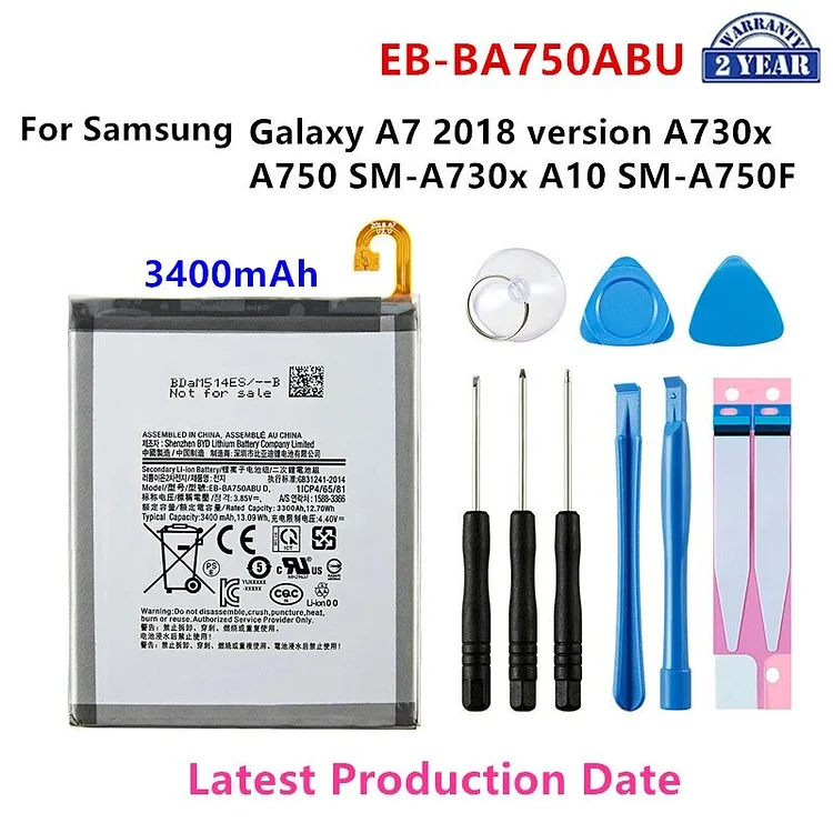 Brand New  EB-BA750ABU 3400mAh Battery For  Samsung  Galaxy A7 2018 Version A730x A750 SM-A730x A10 SM-A750F +Tools