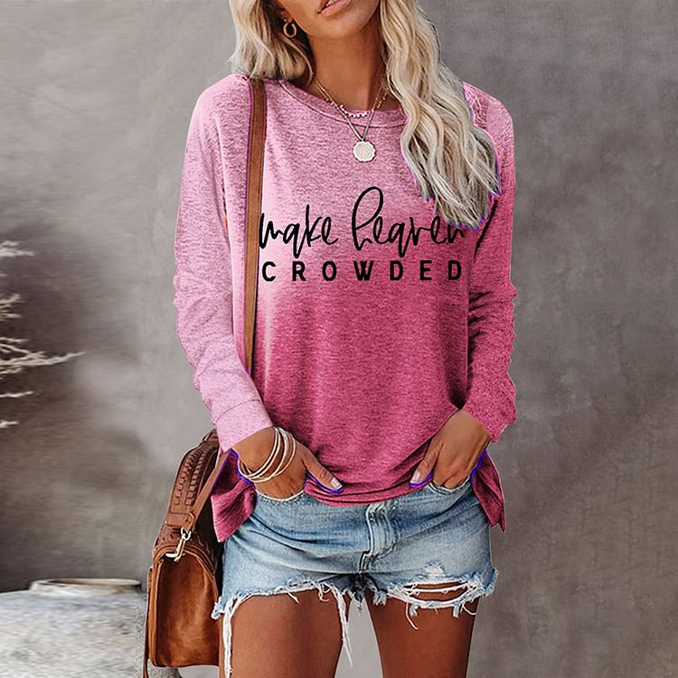 Comstylish Make Hevean Crowded Print Long Sleeve Sweatshirt