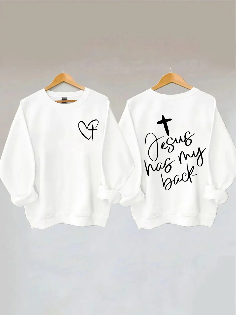 Jesus Has My Back, Heart Cross Sweatshirt