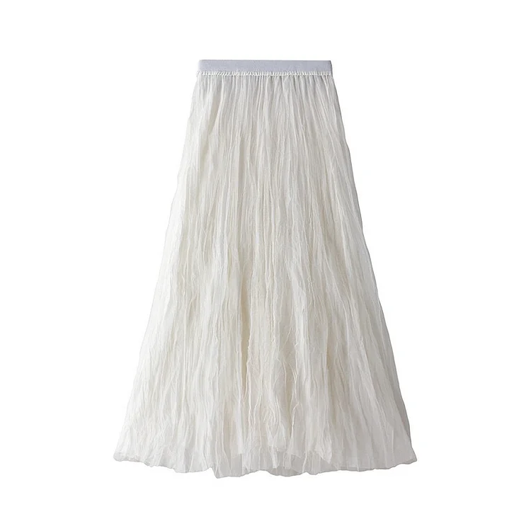 Simple Solid Color Mesh Skirt