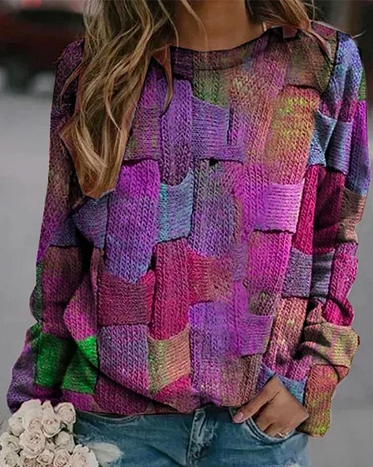 Colorblock Cable Knit Round Neck Sweater - Shop Trendy Women's Clothing | LoverChic