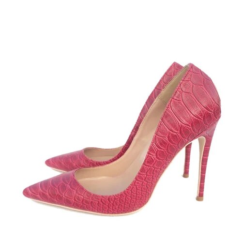 VCshoes Women Shoes Rose Scale Skin Printing High Heel 12 Cm Pointed Toe Party Stiletto Shallow YG016