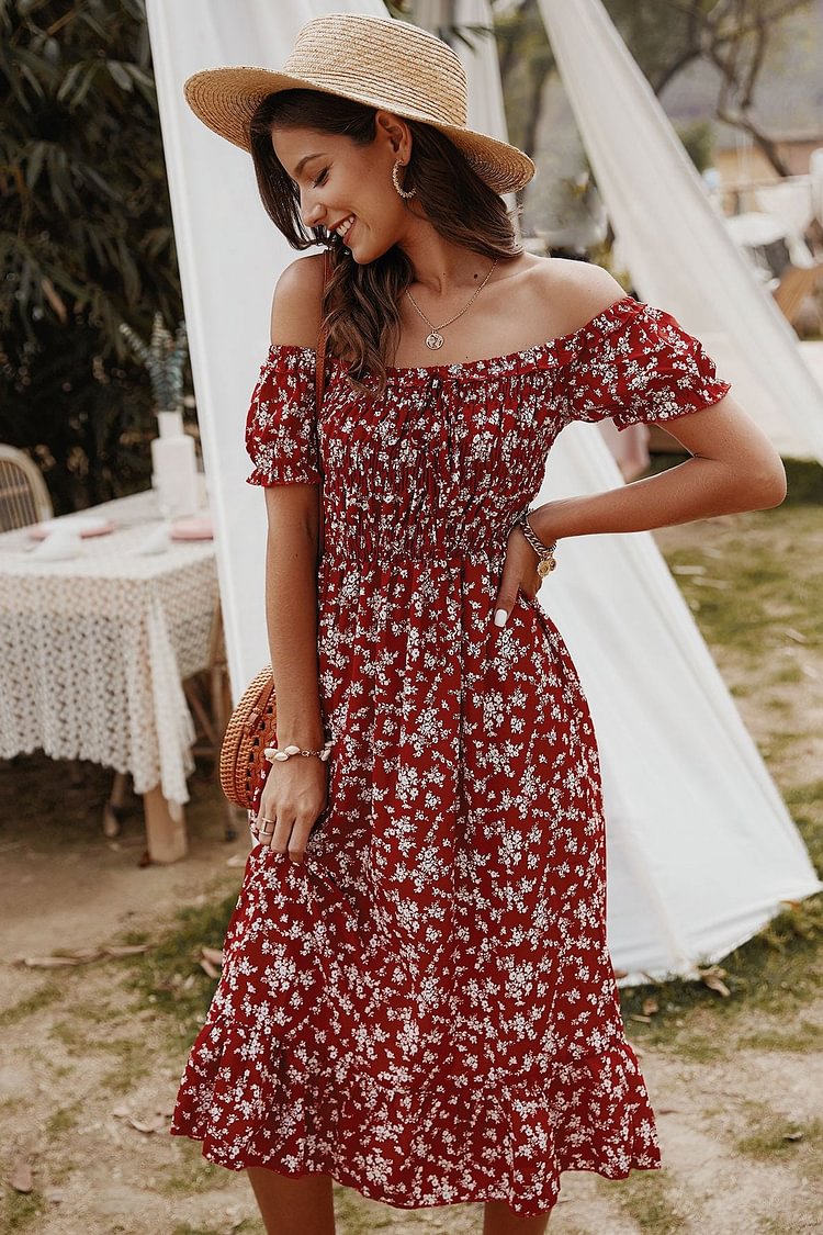 Summer Bohemian Print Off-the-Shoulder Dress - BlackFridayBuys