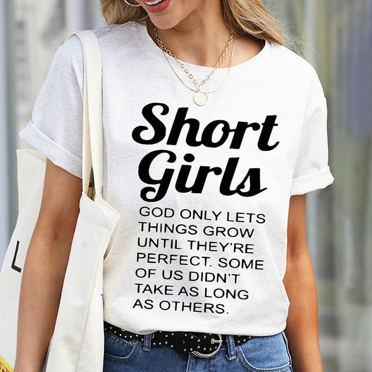 Comstylish Short Girls Crew Neck Casual T-Shirt