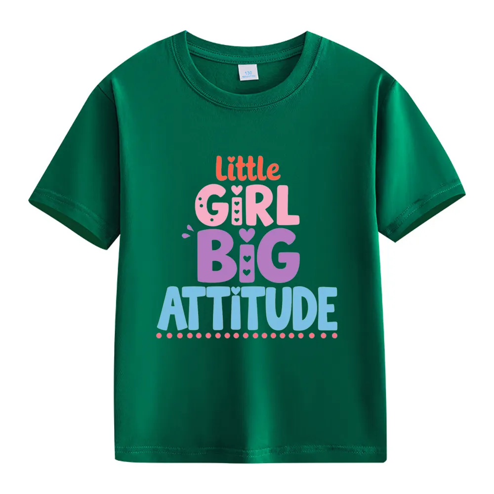 【2Y-13Y】Little Girl Big Attitude Graphic T-Shirt For Kids