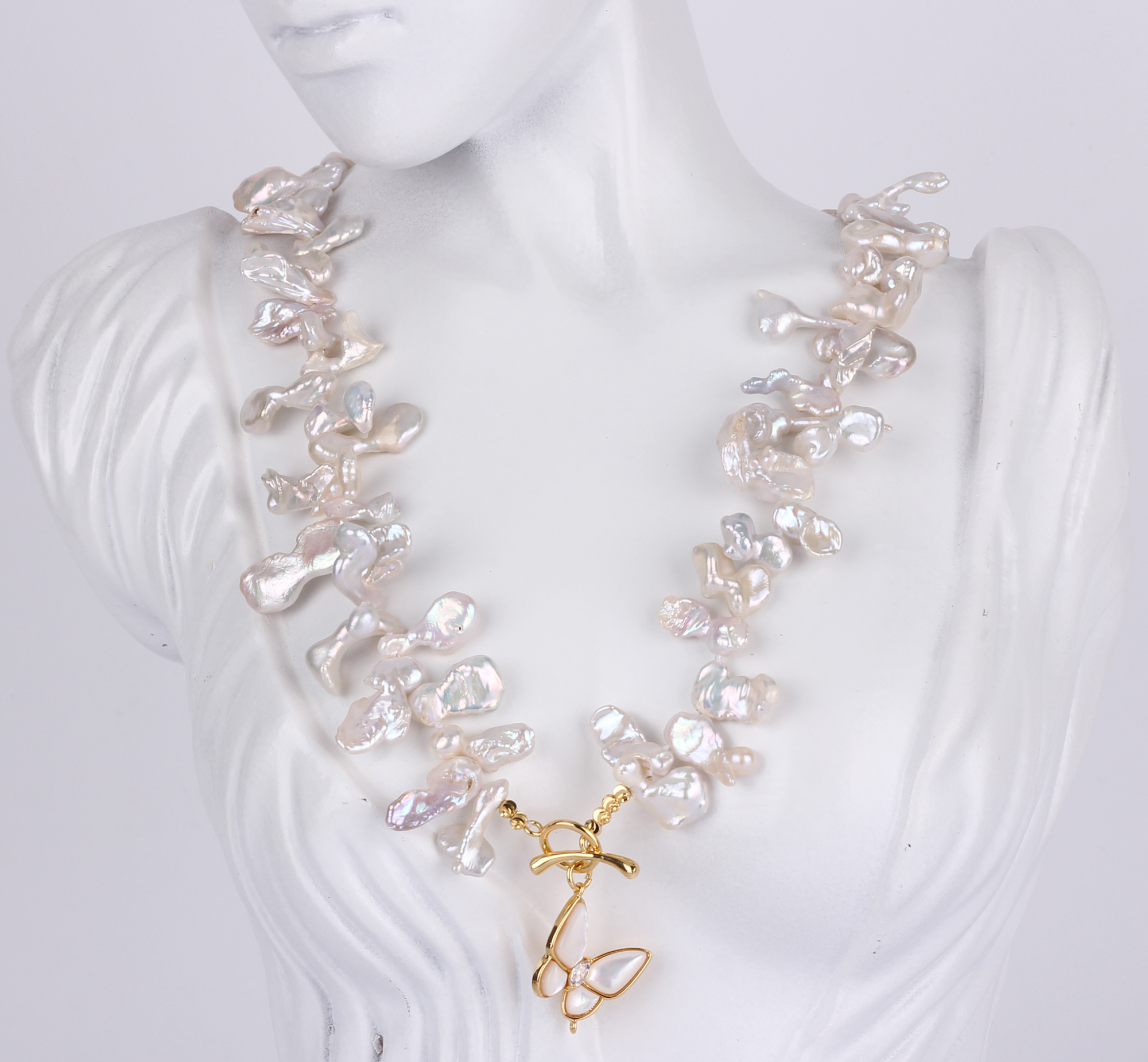 7-8mmX13-15mm Irregular Natural Keshi Pearl Necklace,Genuine