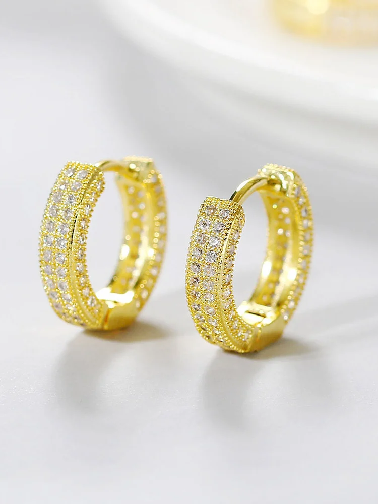 Men's Fashion Full Rhinestone Circle Earrings