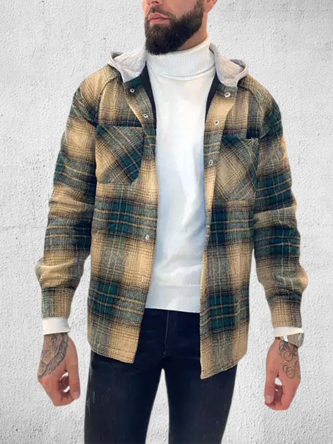 Men's Long Sleeve Plaid Jacket