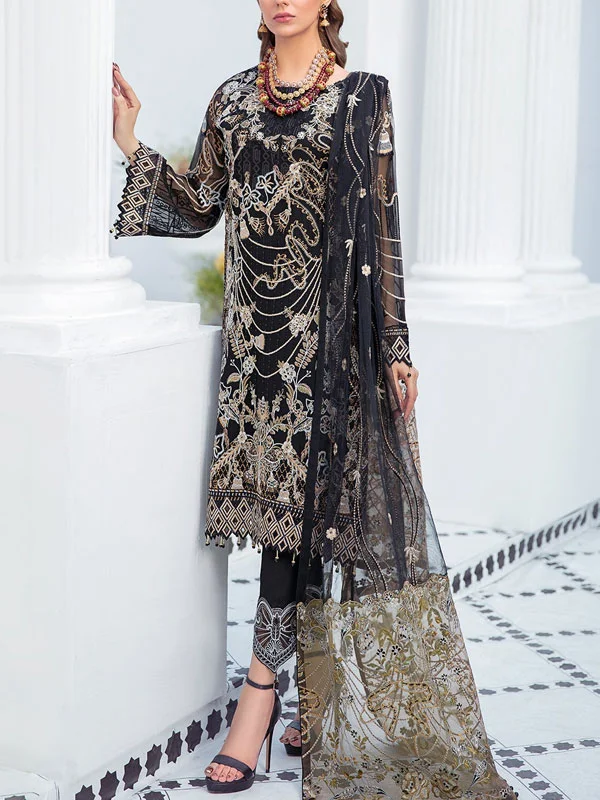 Embroidered Luxury Chiffon Elegant Ethnic Ladies Suit