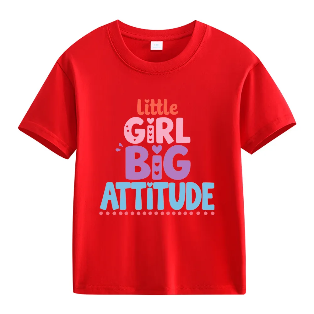 【2Y-13Y】Little Girl Big Attitude Graphic T-Shirt For Kids