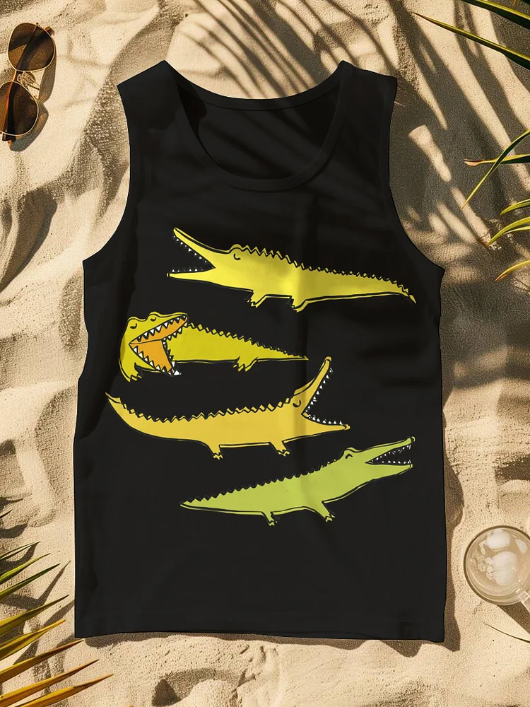 Men's Crocodiles Art Print Tank Top