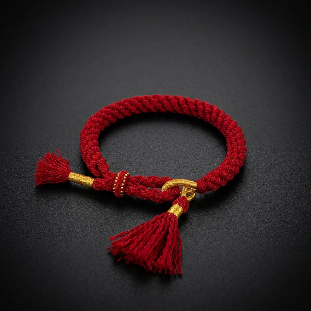 JiStones The Eternal Knot: Hand-Braided Crimson Protection Bracelet Crimson Heritage - Classic Braided