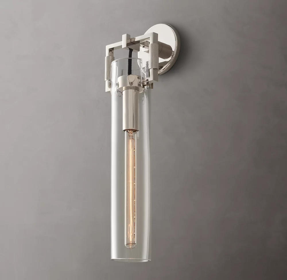 Machinist Glass Cylinder Wall Sconce 16" For Dining Room Vjlight